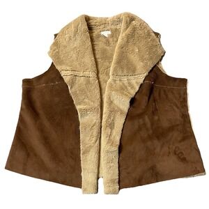 Y2K Women's Faux Suede Vest Jacket PXL Penny Lane Faux Suede Fur Boho Hippie